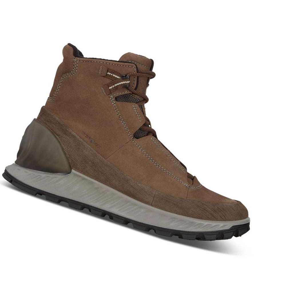 Men\'s Ecco Exostrike Mid Outdoor Boots Coffee / Brown | Canada 441FDN